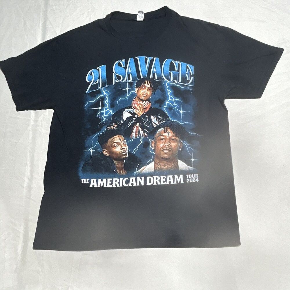 21 Savage The American Dream Tour 2024 Graphic Concert T-Shirt Black Small/Med